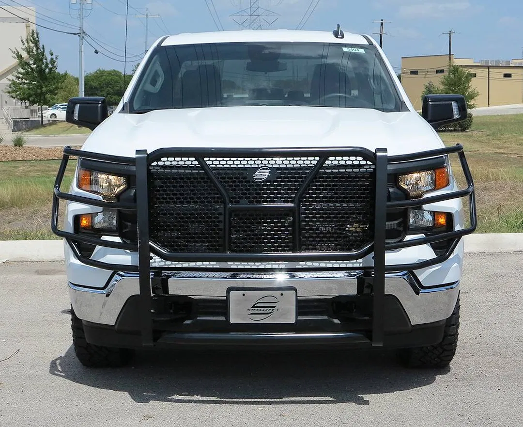 50-0490C – STEELCRAFT Grille Guard, 1-Piece Black Steel With Brush Guard Without Skid Plate Without Step Plate With P...